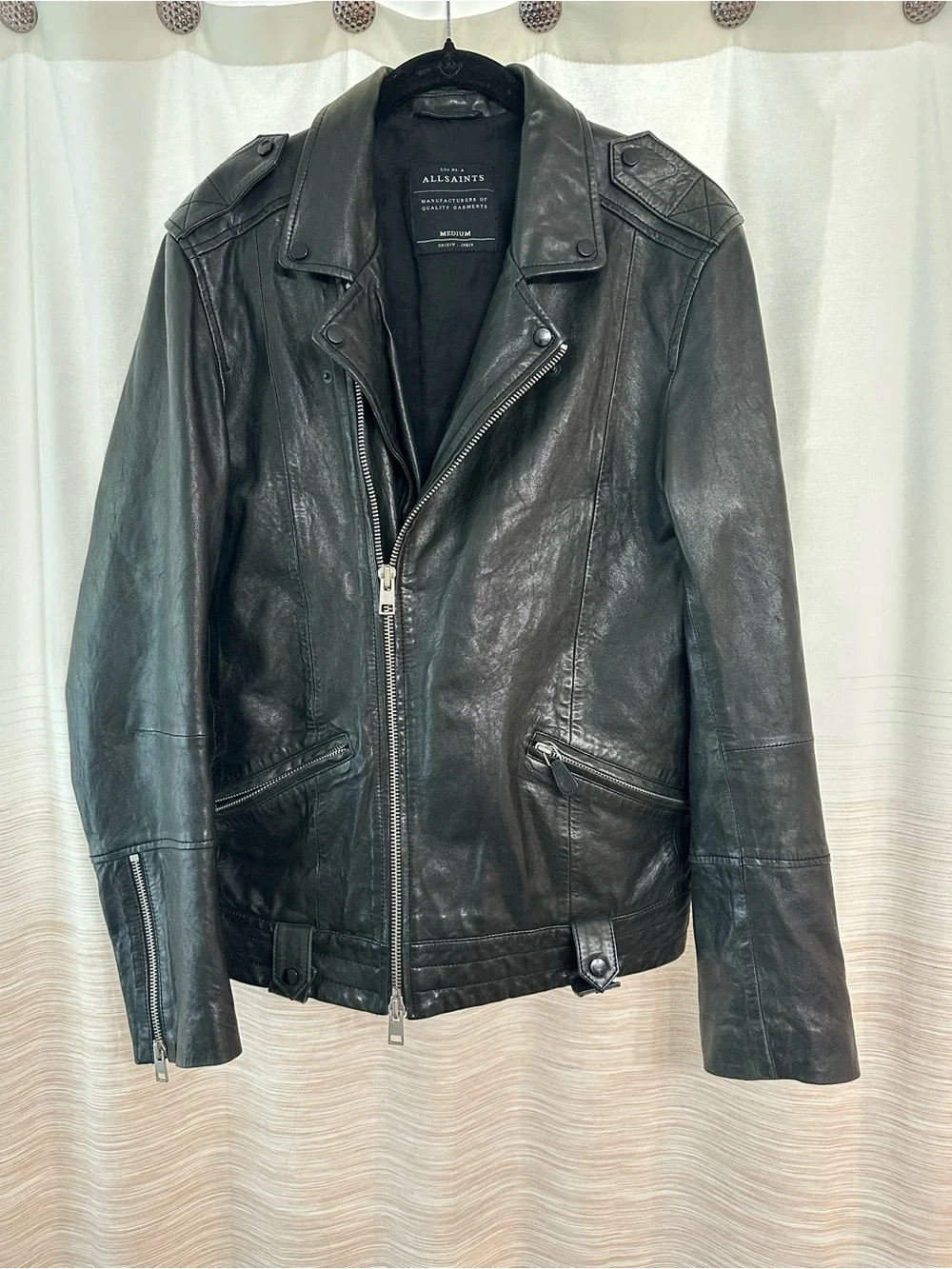 AllSaints Black Leather Jacket Size M